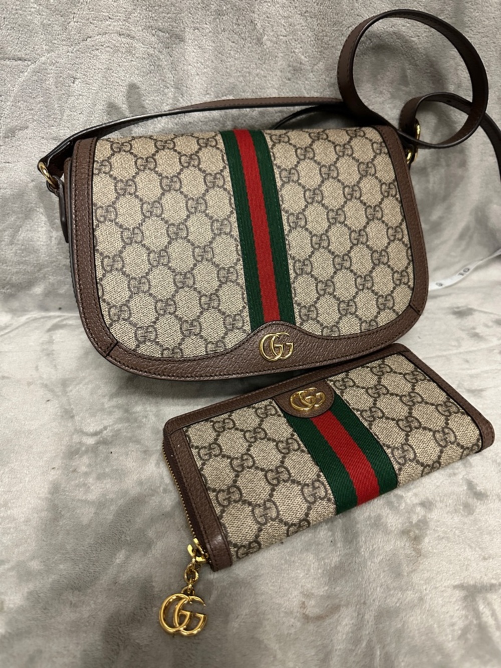 Bundle! Gucci GG Supreme Monogram Web Small Ophidia Flap Bag - Picture 13 of 14